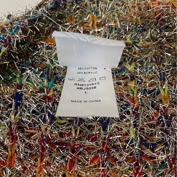 NWT Northern Angel Gold Metallic Tinsel Crew Neck Chunky Sweater Large - Picture 4 of 4